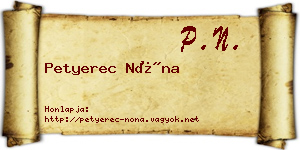 Petyerec Nóna névjegykártya